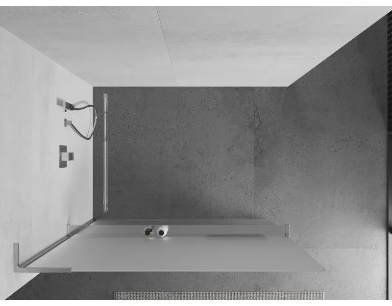 Mexen Kioto+ L, sprchová zástena Walk-In s poličkou a vešiakom 100 x 200 cm, 8mm sklo námraza, chrómový profil, 800-100-123-01-30