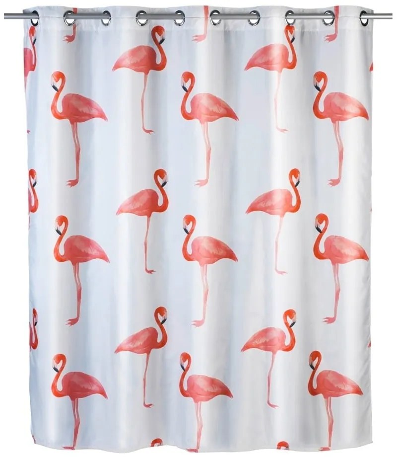 Sprchový záves s protiplesňovou povrchovou úpravou Wenko Flamingo, 180 × 200 cm