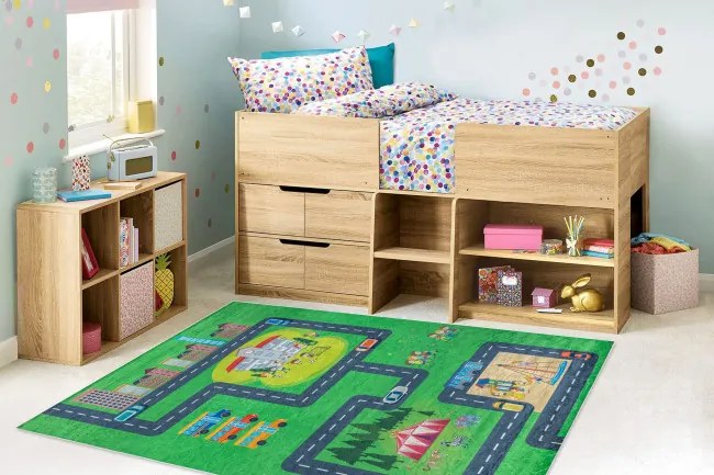 Detský koberec protišmykový BAMBINO 2660 zelený / sivý