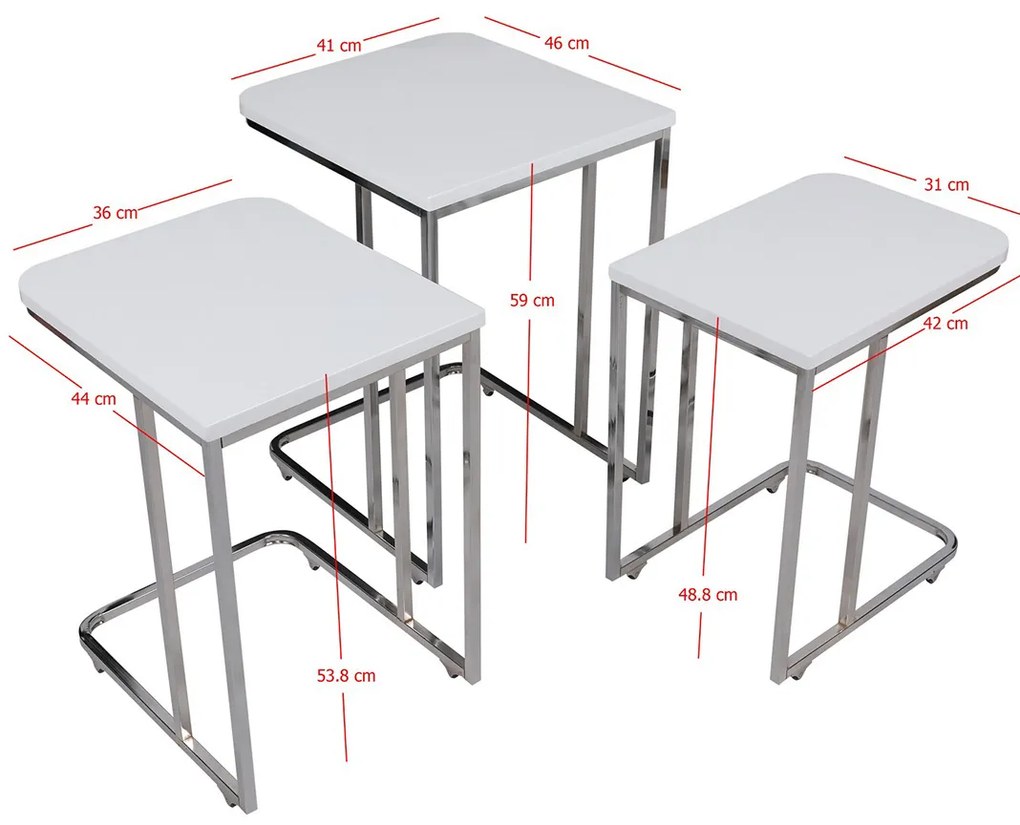 Odkladací stolík Zigon, 3 ks