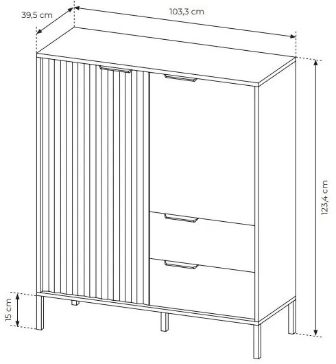Komoda Rastafa 2D2S (dub artisan + čierna). Akcia -20%. Vlastná spoľahlivá doprava až k Vám domov. 1071378