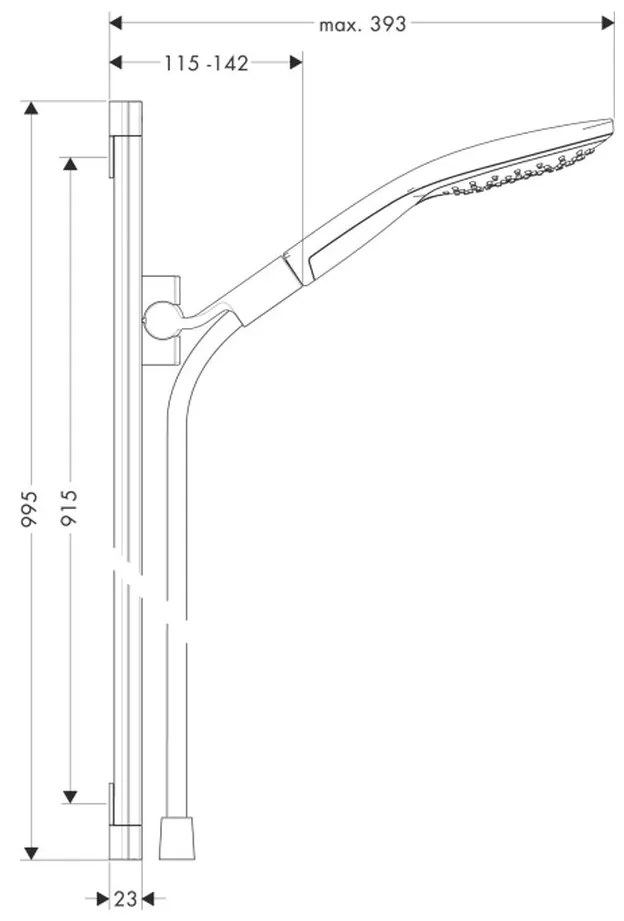 Hansgrohe Raindance Select S, sprchová súprava 150 3jet so sprchovou tyčou 90 cm, chrómová, HAN-26626000