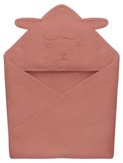 Lionelo - Detská mušelínová osuška s kapucňou Red Coral