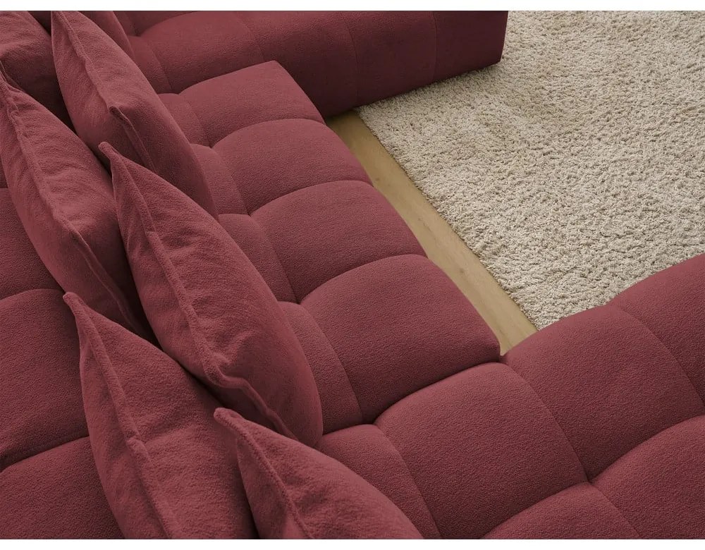 Vínovočervená ženilková rozkladacia/s úložným priestorom rohová pohovka (pravý roh/do tvaru "U") Everest – Bobochic Paris