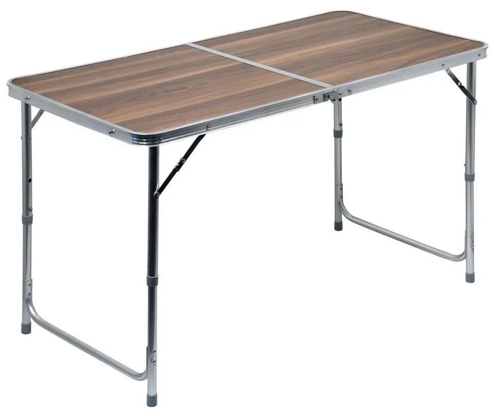 Skladací kempingový stôl hnedá/chróm