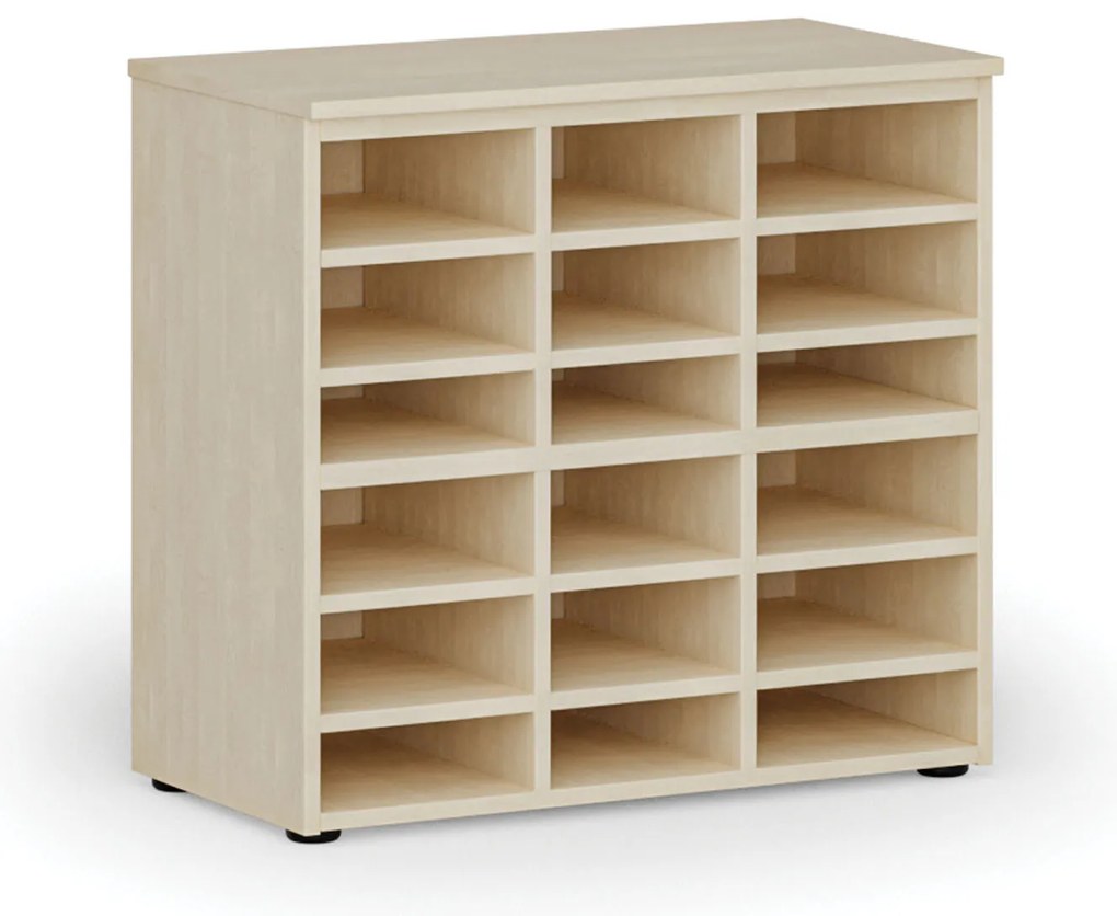Triediaci regál PRIMO WOOD, 800 x 420 x 740 mm, 18 priehradok, breza