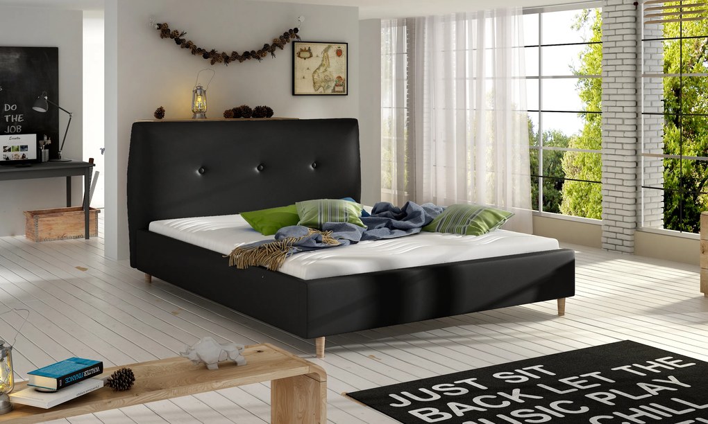 Moderná posteľ Angelika 160x200cm, čierna