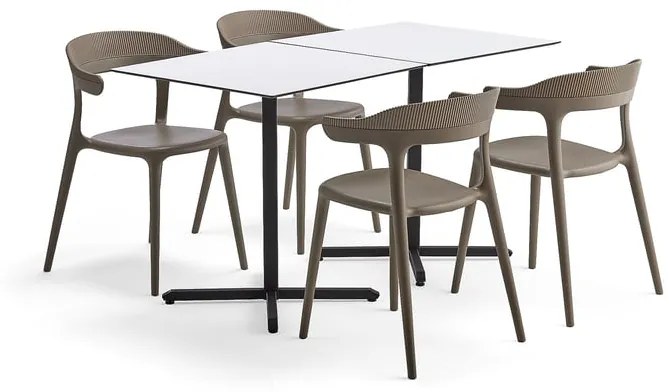 Jedálenská zostava: Stôl Becky + 4 šedohnedé stoličky Creek