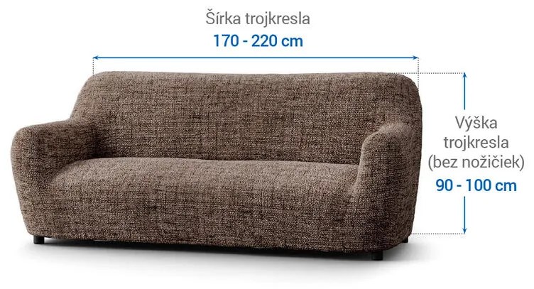 Bielastické poťahy VITTORIA hnedá trojkreslo (š. 170 - 220 cm)