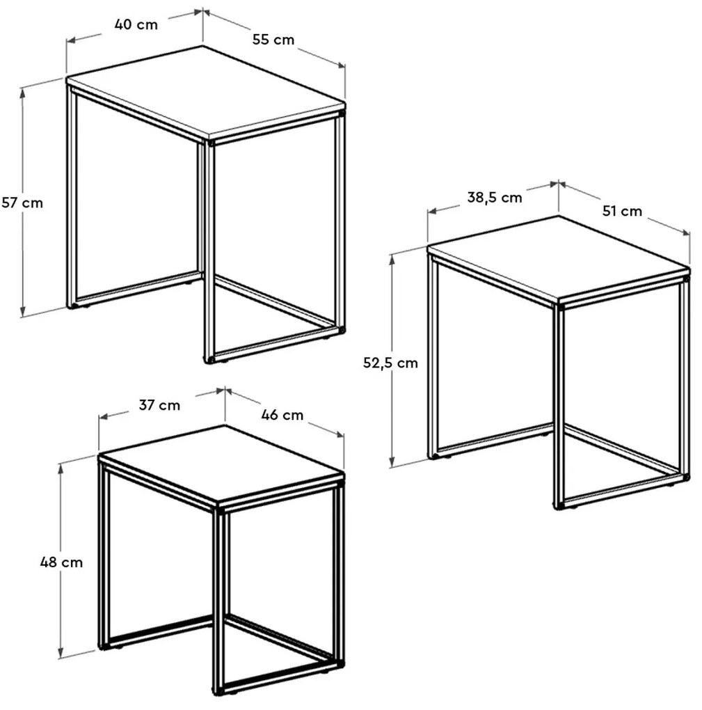 Odkladací stolík SHP 933 Walnut, 3 ks