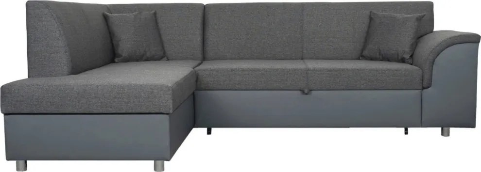 Rohová sedacia súprava Bernett, antracitová ekokoža/sivá tkanina, ľavý roh