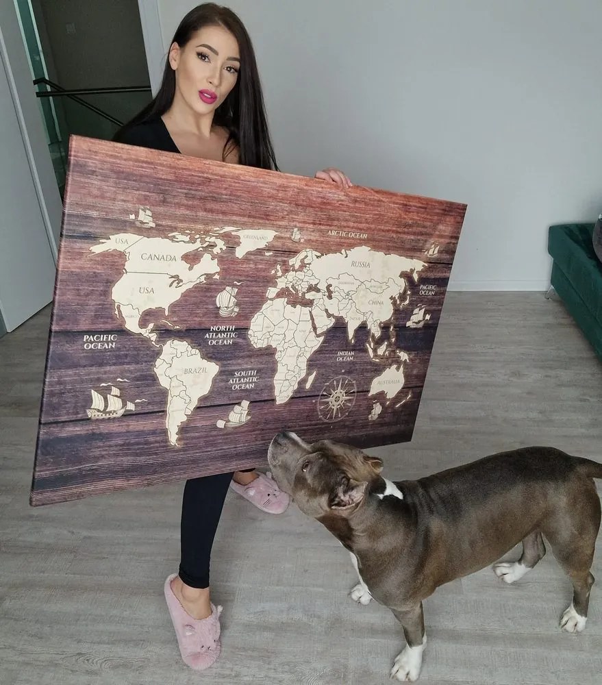Obraz na korku mapa na dreve - 120x80 transparent