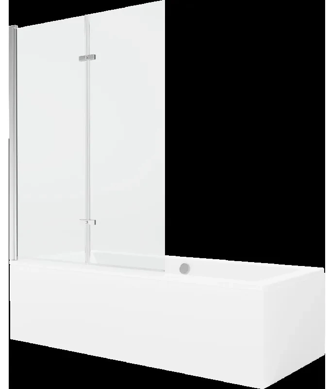 Mexen Cube obdĺžniková vaňa 170 x 80 cm s obkladom a 2-krídlovou zástenou 120 cm, Transparentné, Chrómová - 550517080X9212020100