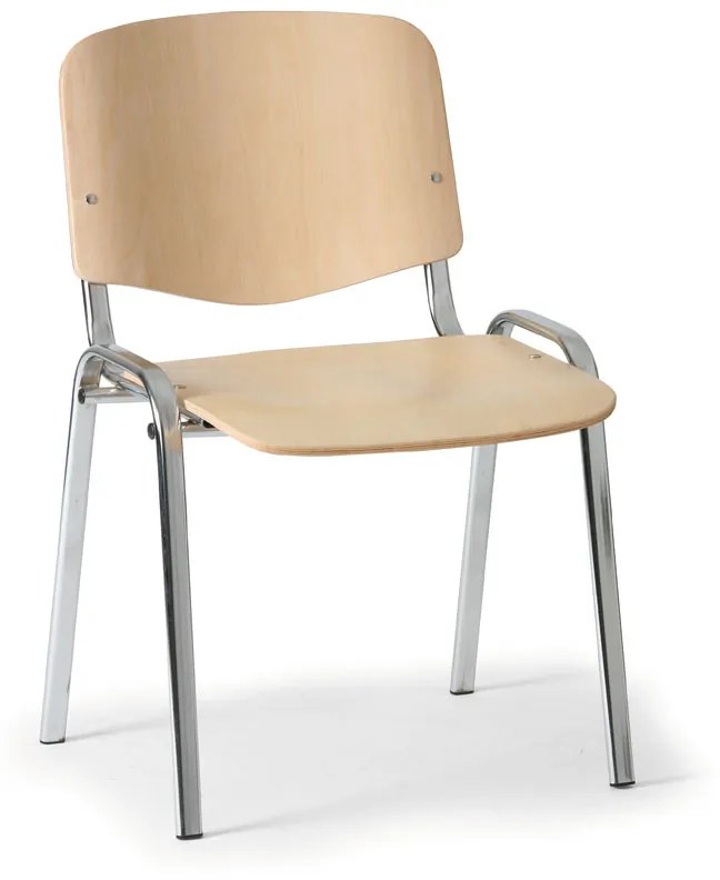 Drevená stolička ISO, buk, konštrukcia chrómovaná, nosnosť 100 kg