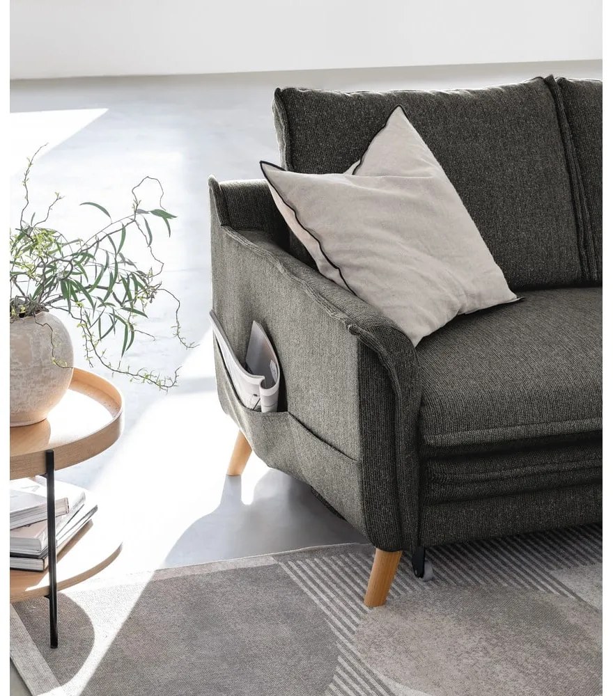 Tmavosivá rozkladacia rohová pohovka (pravý roh) Charming Charlie – Miuform