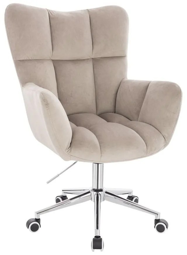 LuxuryForm DESIGN Otočné kreslo AURORA VELUR na striebornej podstave s kolieskami - latte