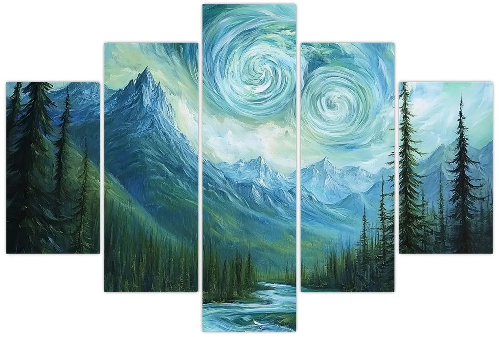 Obraz - Krajina s nádychom Van Gogha (150x105 cm)