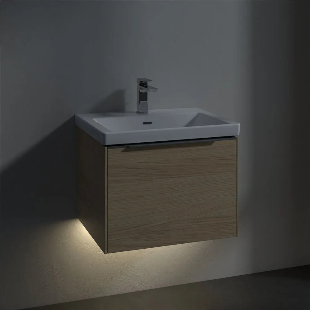 VILLEROY &amp; BOCH Subway 3.0 závesná skrinka pod umývadlo, 1 zásuvka, s LED osvetlením, 572 x 478 x 429 mm, Nordic Oak, C577L0VJ