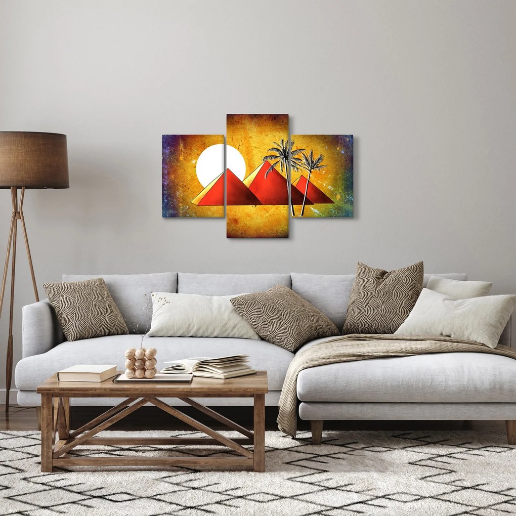 Obraz maľovaných egyptských pyramíd (90x60 cm)