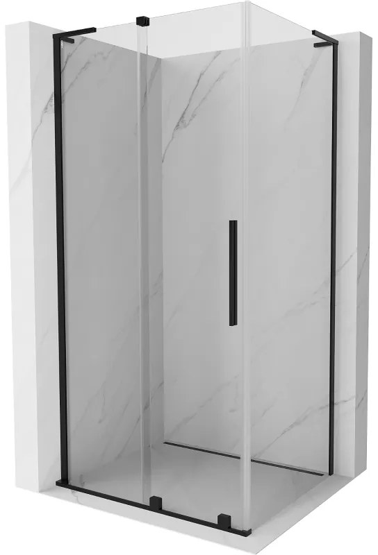 Mexen Velar L, sprchový kút s posuvnými dverami 120 x 100 cm, 8mm číre sklo, čierna matná, 871-120-100-03-70