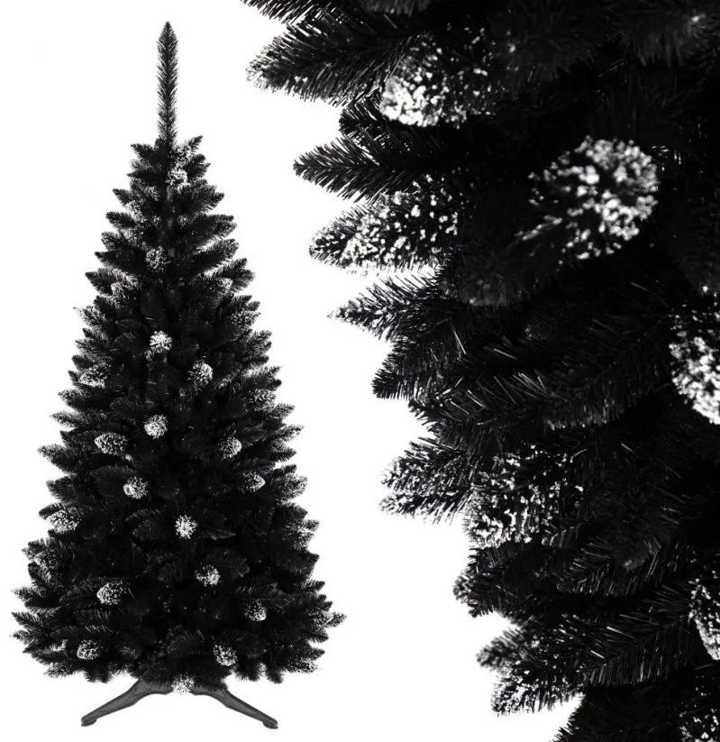 Čierny vianočný stromček so zdobením 220 cm