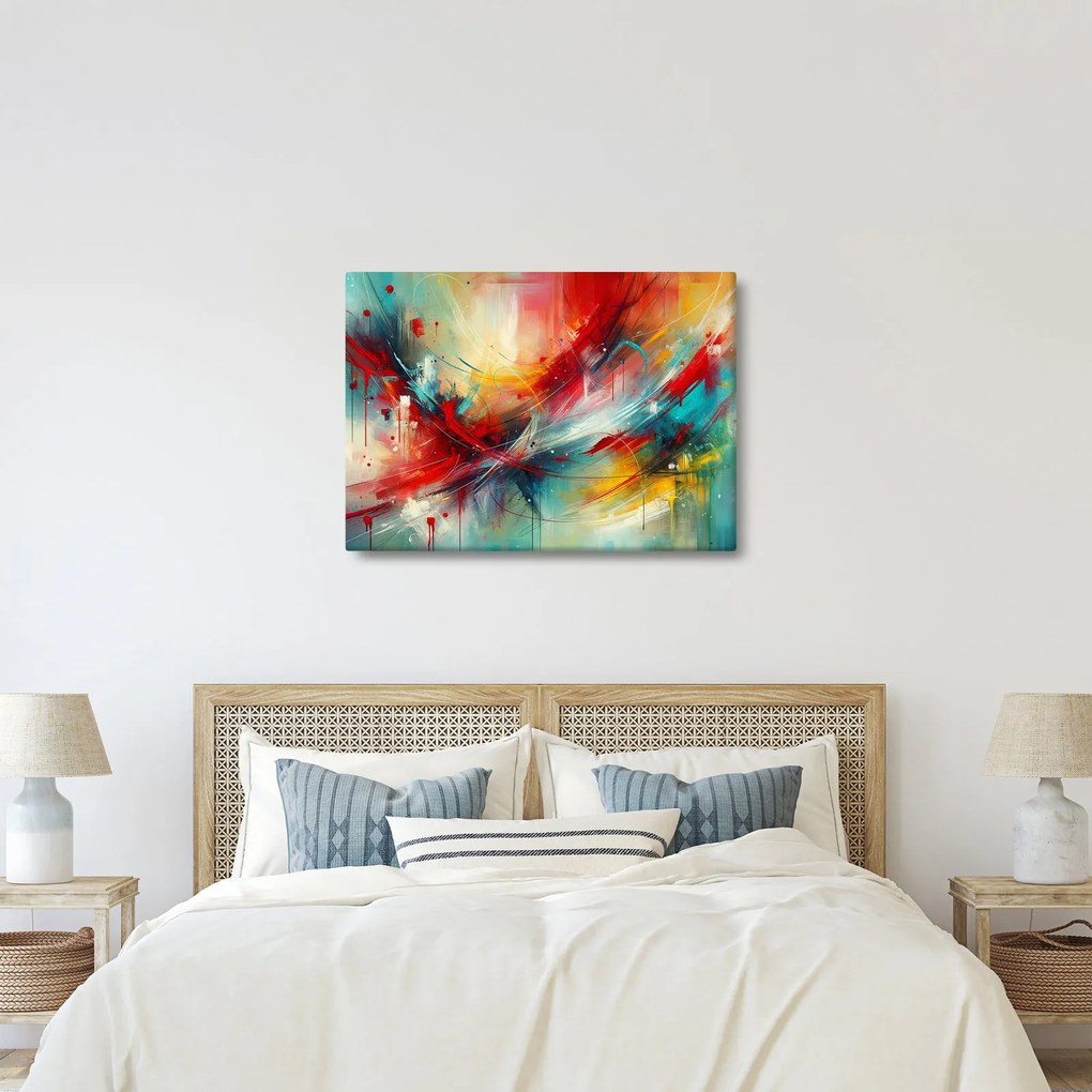 Obraz – Abstrakcia s červenou (70x50 cm)