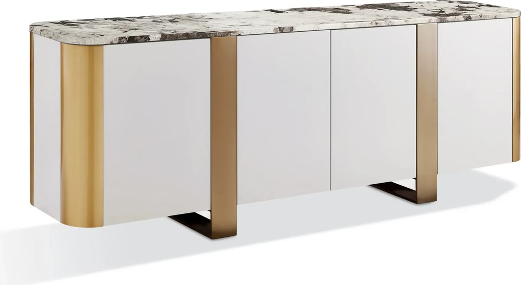 Komoda Stilig ST921 200 cm biela/zlatá/mramor