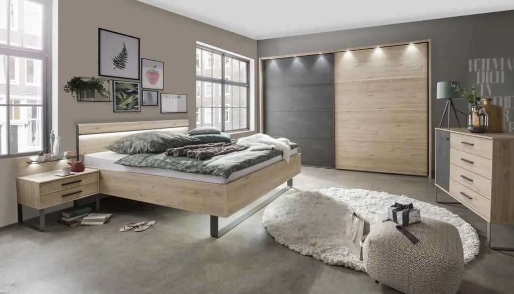 Komoda so zásuvkami Brüssel 120 cm, kamenný dub/šedá