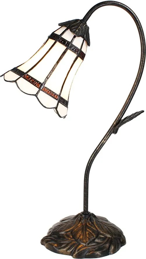 Stolná Tiffany lampa hnedé pruhy BrownLine - 30*17*48 cm E14/max 1*25W