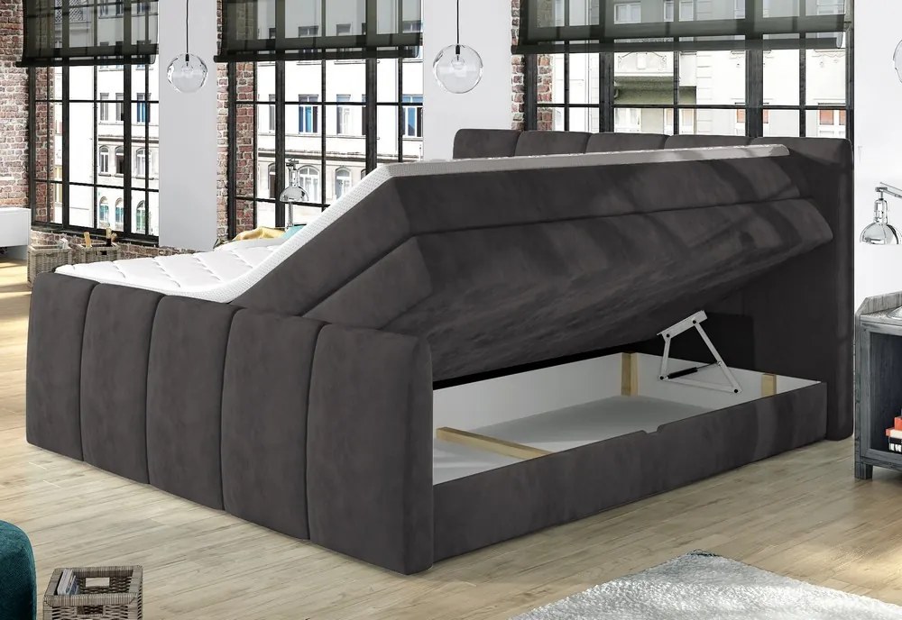 Posteľ boxspring Fresco 180x200 cm, tmavo šedá látka