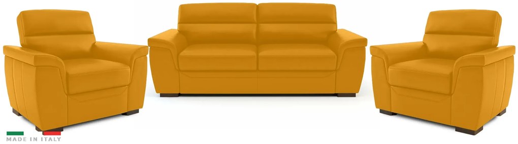 Kožená sedacia súprava ROSSO II 3+1+1, žltá (giallo 320)
