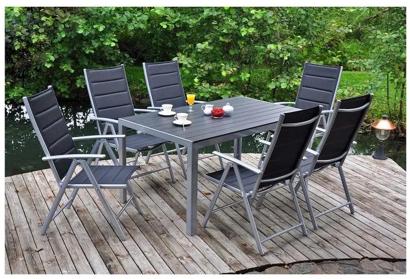 Home Garden Záhradný nábytok Ibiza so 6 stoličkami a stolom, 150 cm, čierny