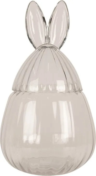 Sklenená dóza s vekom v tvare vajcia so zajačími uškami – Ø 20*34 cm