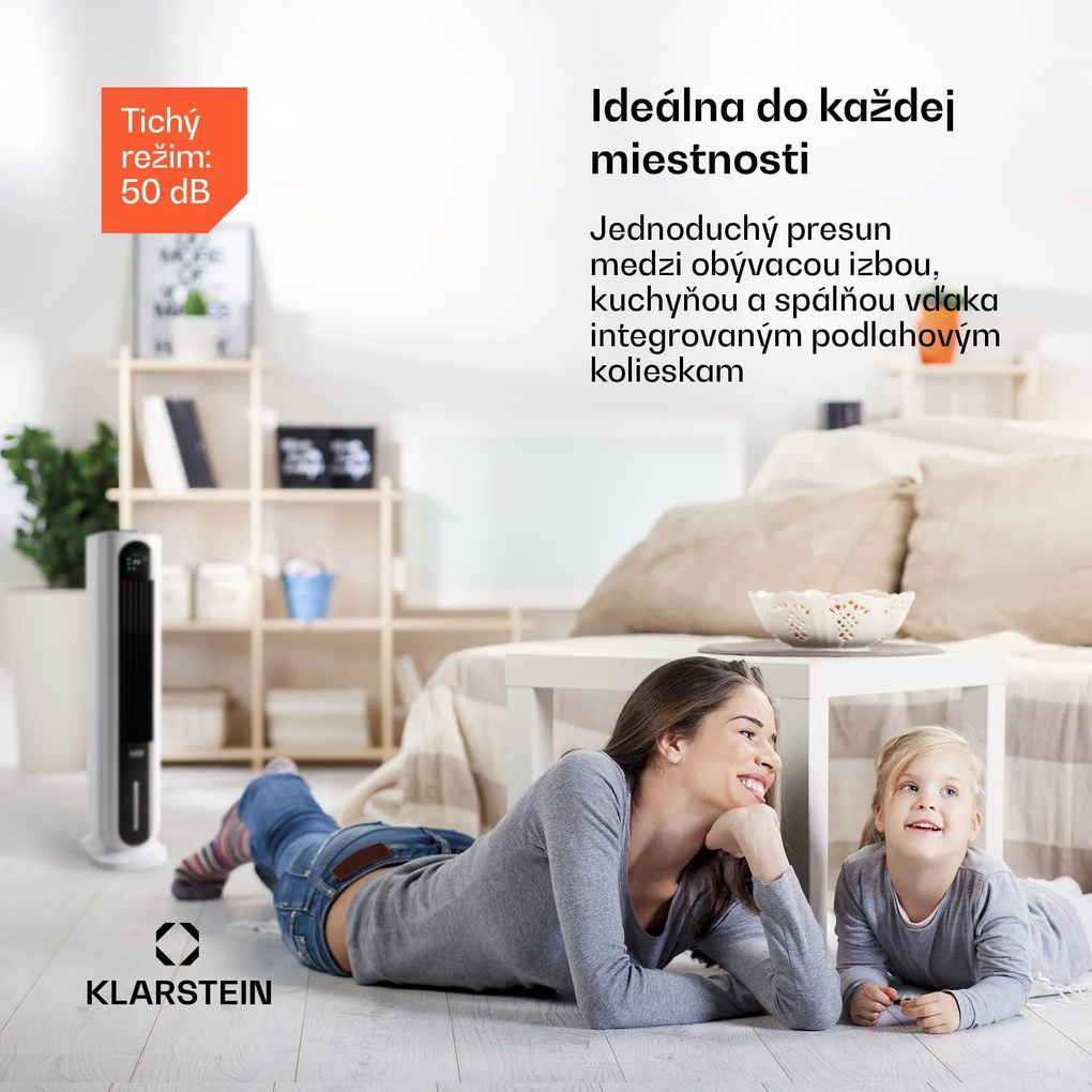 Klarstein Polar Tower Smart, ochladzovač vzduchu, ventilátor, 85 W, 7 l, diaľkový ovládač, 5 x chladiaci box