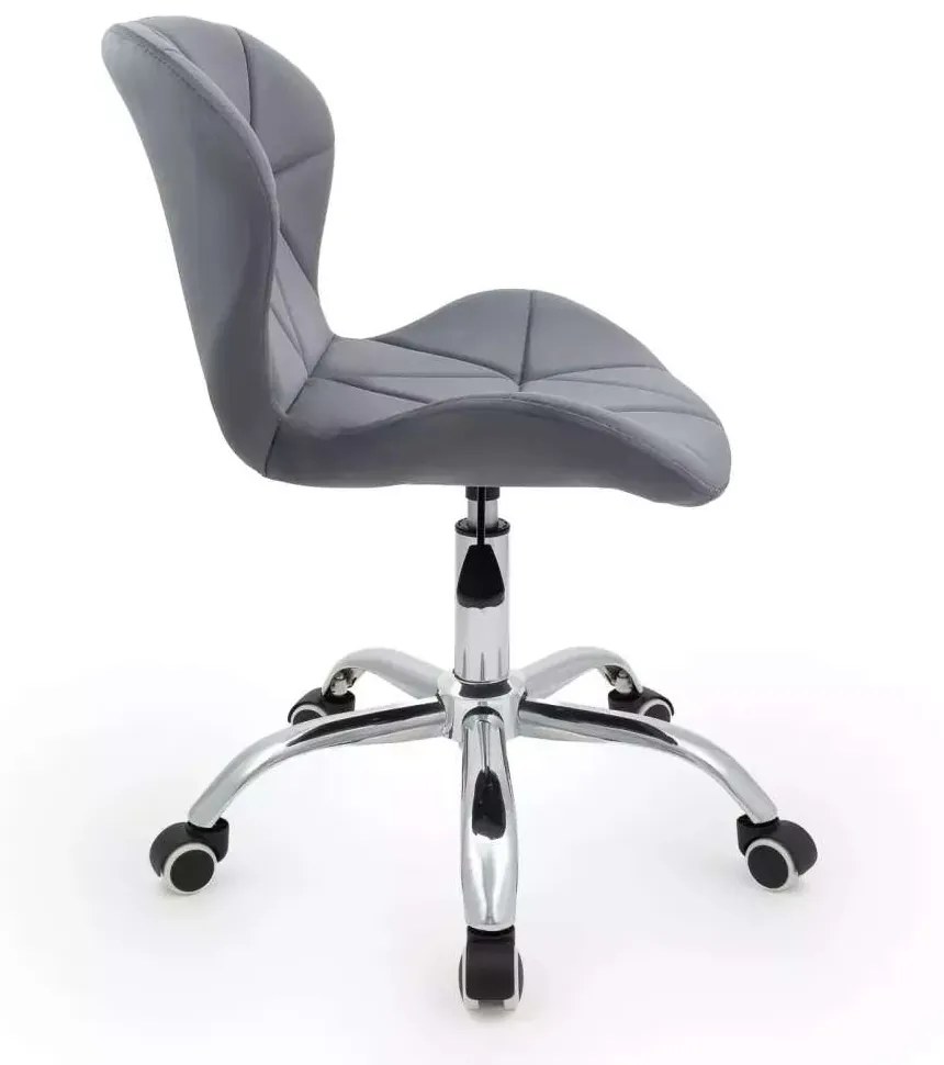 LuxuryForm DESIGN Stolička LIVIO VELUR na striebornej podstave s kolieskami - tmavosivá