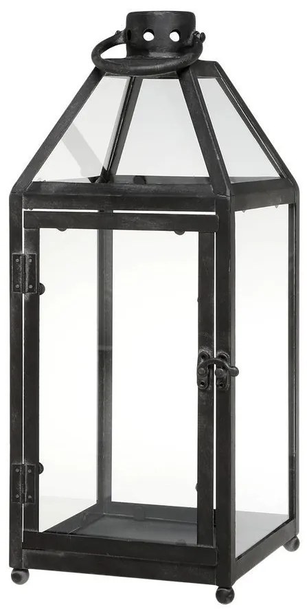 Čierny antik kovový lampáš Factory L - 32*32*60 cm