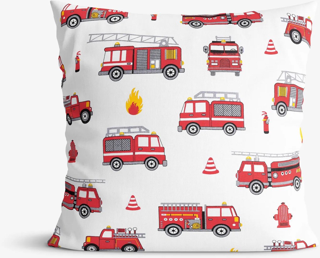 Goldea detská bavlnená obliečka na vankúš - hasičské autá 50 x 50 cm