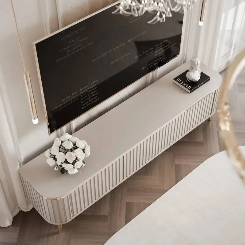 TV stolík ROMANIA na nohách 165 cm drážkovaný kašmír
