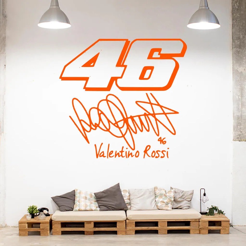 Veselá Stena Samolepka Valentino Rossi 46 Farba: růžová, Veľkosť: 100 x 93 cm