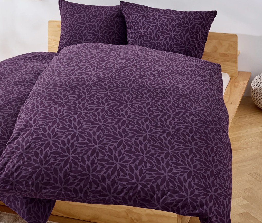 Posteľná bielizeň zo zimného džerseja, fialová, štandardná veľkosť