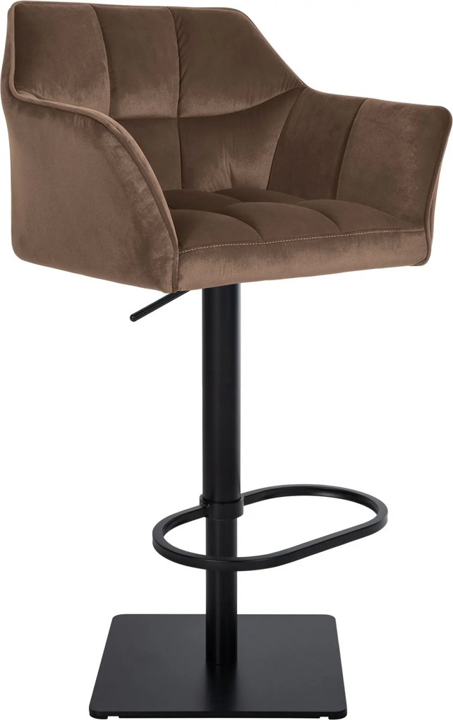 Barová stolička Damaso B - zamat, čierny rám - Hnedá