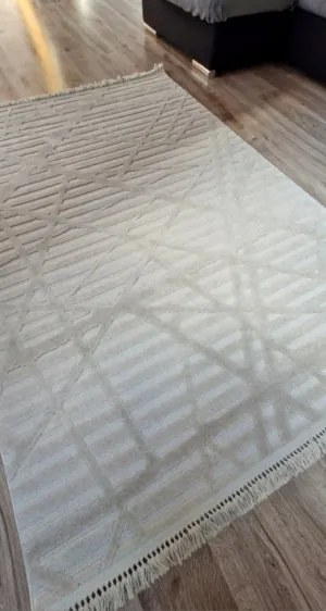 Béžový koberec s boho vzorom TWIST BEIGE 20294A – moderný štýl Rozmer: 160x230 cm
