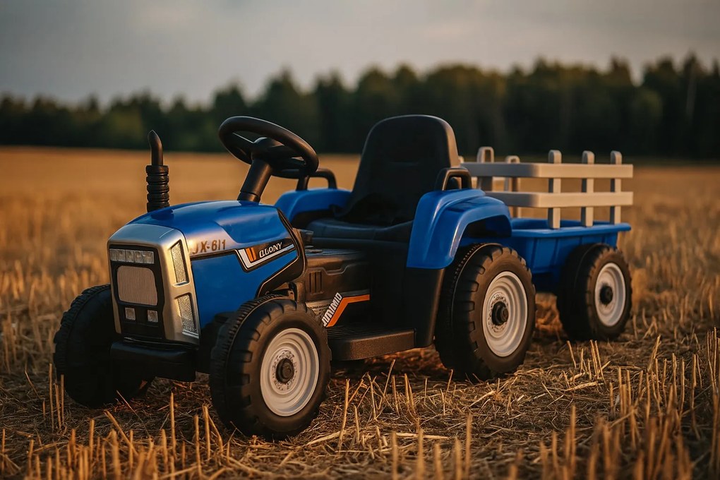 Elektrické autíčko Traktor s prívesom NV-X611 modré