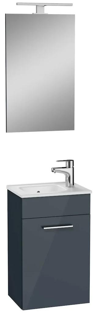 Kúpeľňová zostava s umývadlom, zrkadlom a osvetlením Vitra Mia 39x61x28 cm antracitový lesk MIASET40A