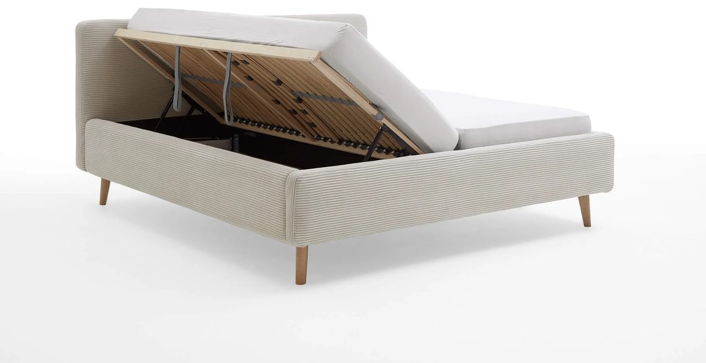 Čalúnená posteľ taupe s úložným priestorom 160 x 200 cm menčester piesková MUZZA