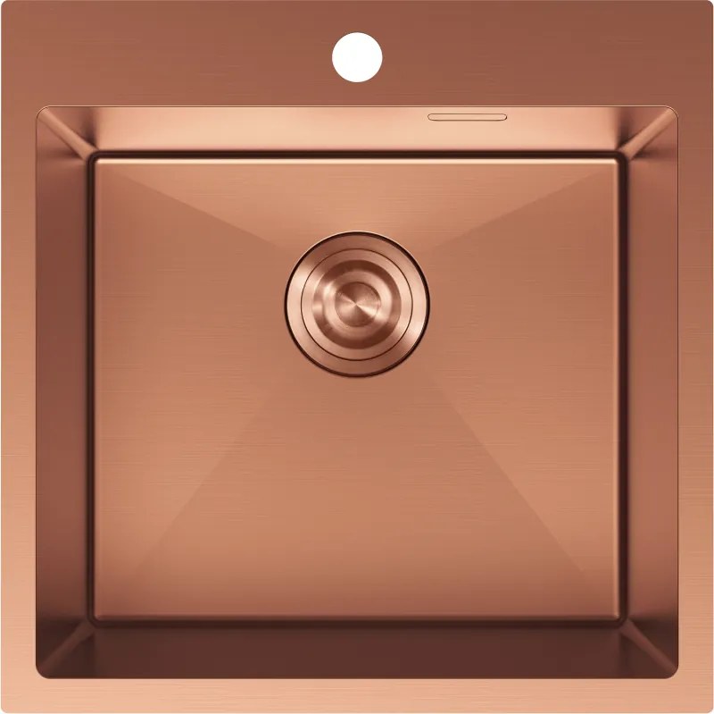 Mexen Solix, 1-komorový nerezový drez 500 x 500 mm, brúsená meď, 6407501000-65