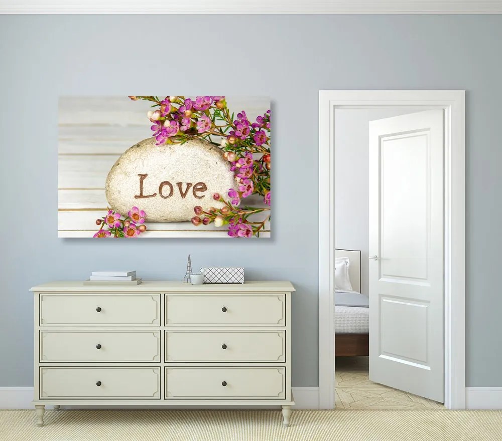 Obraz kameň s vyritým nápisom Love - 120x80