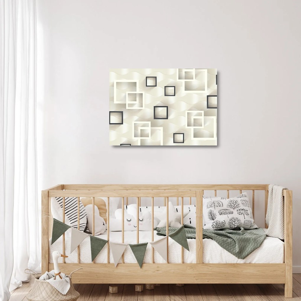 Geometrický abstraktný sklenený obraz (70x50 cm)