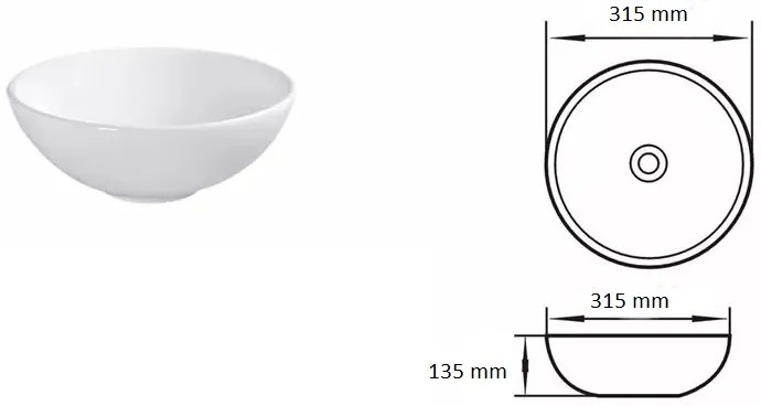 Gamma Doxa, umývadlo na dosku 315x315x135 mm, biela lesklá, GMA-UC-DOXA