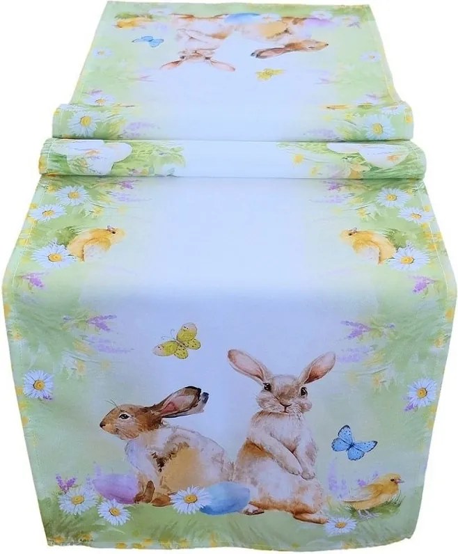 Obrus Veľkonoční zajačikovia 40 × 140 cm